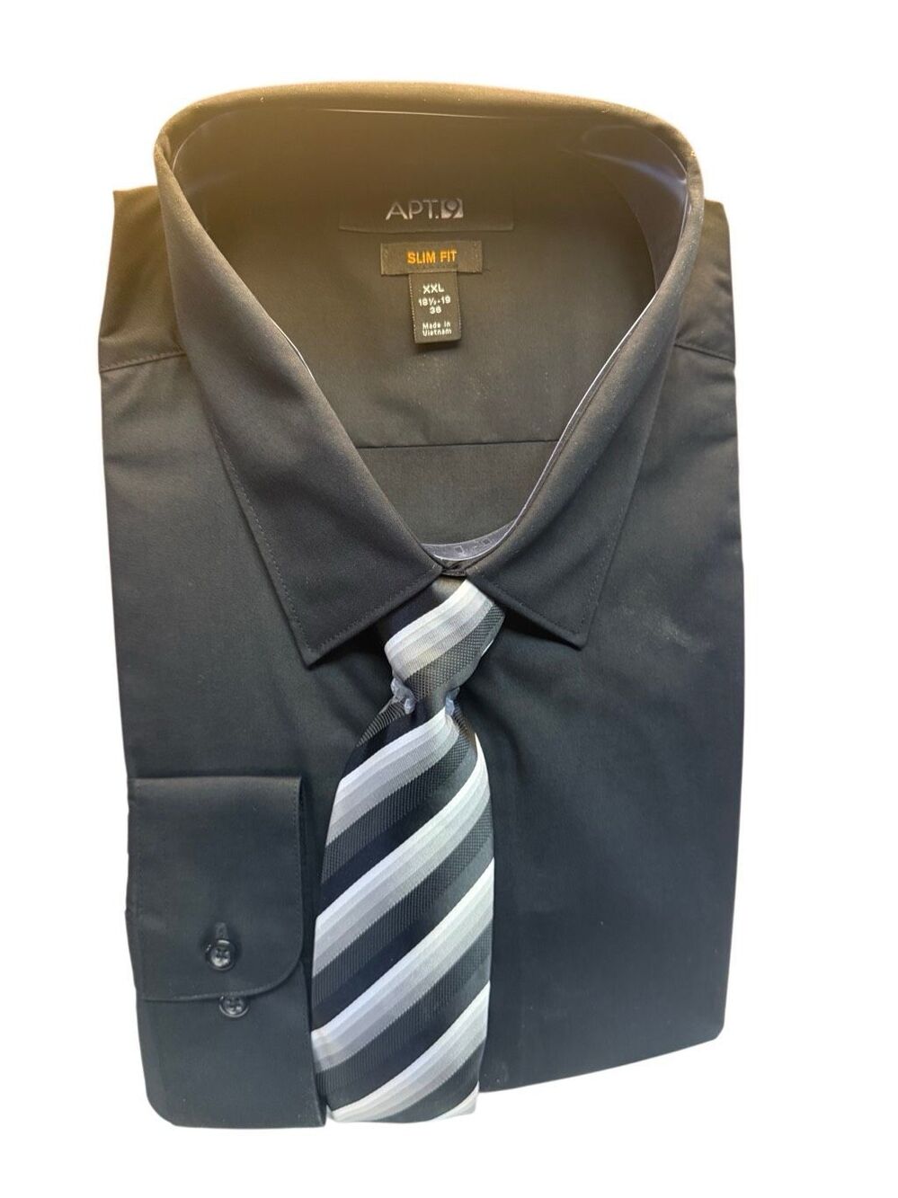 Apt. 9 men's black slim-fit dress shirt & tie set Sz XXL NWT